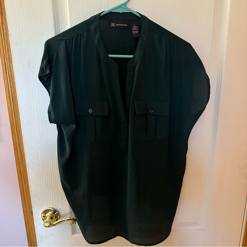 INC Dark Green Blouse